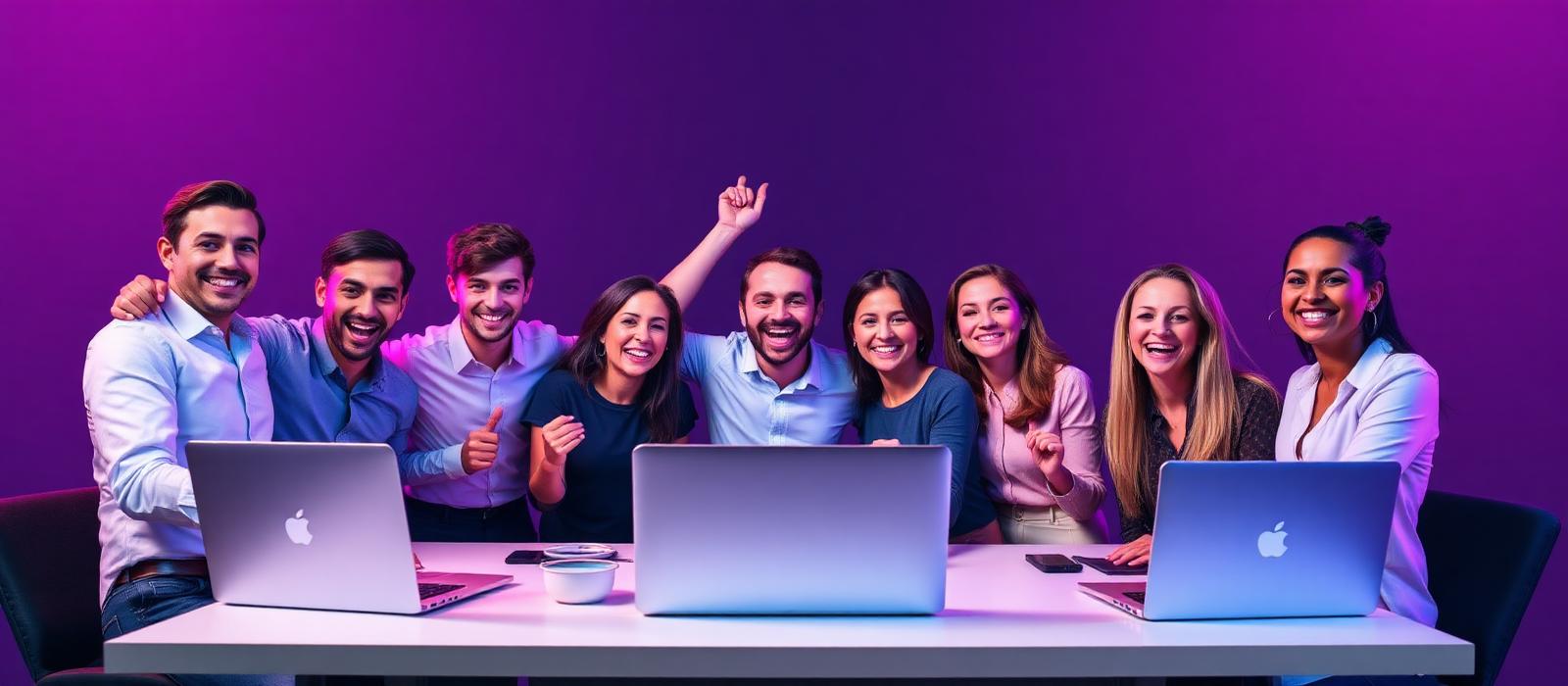 Diverse team of investors celebrating financial growth together